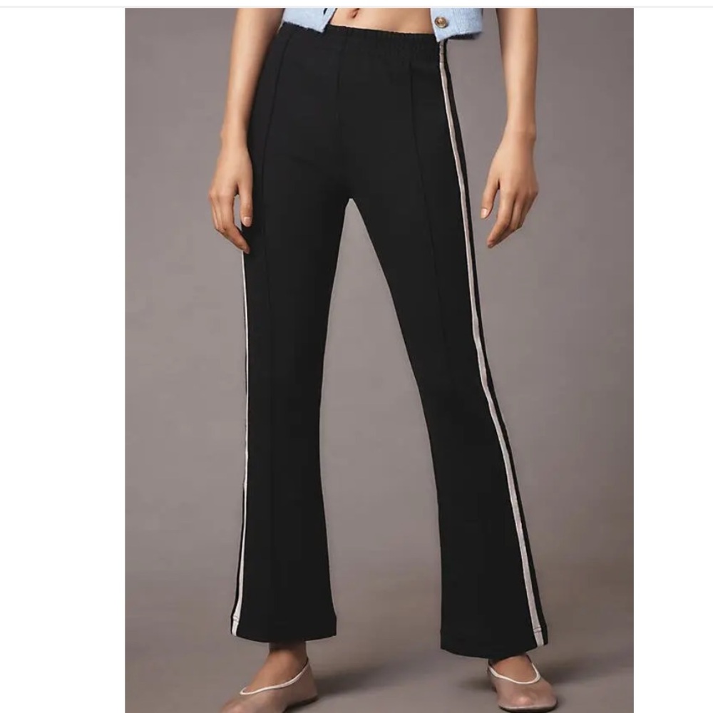 NWT Maeve Black Track Pants with White Stripes
